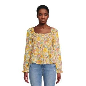 Derek Heart Junior’s Smocked Ruffle Hem Top